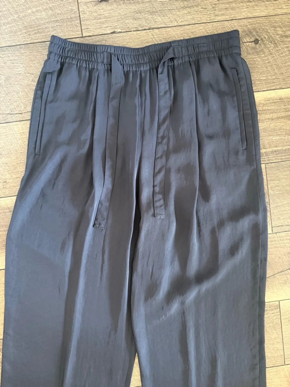 NWT Vince Blue Pants Tie Front Wide Elastic Drawstring Flowy Women’s Size Large